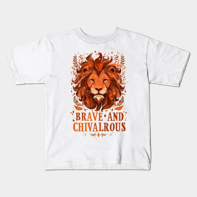 Brave and Chivalrous - Lion Head - Fantasy Kids T-Shirt by Fenay-Designs